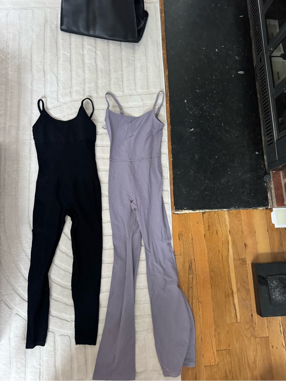 Women's Strappy Stretch Jumpsuit in Black and Lavender